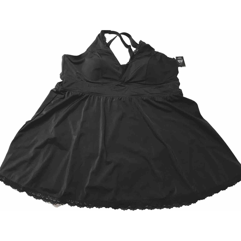 NWT Torrid Women's Plus Size 5X Lace Trimmed Wireless Black Swimsuit Swim Dress - Picture 9 of 12